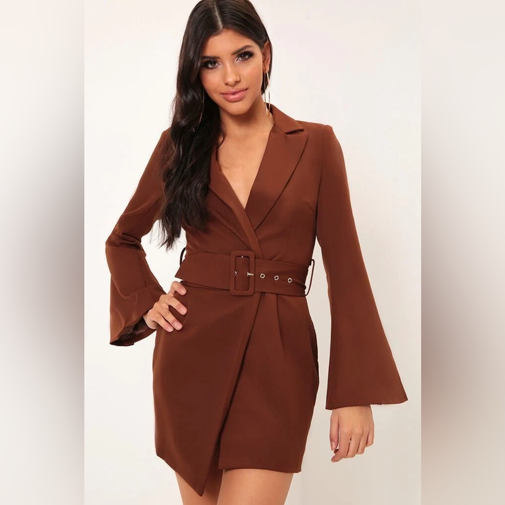 Chocolate Belted Blazer Dress